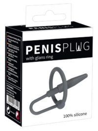anello-nero-in-silicone-con-dilatatore-penis-plug-black