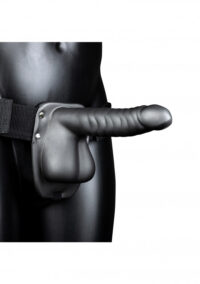 fallo-cavo-indossabile-ribbed-hollow-strap-on-with-balls-8-21-cm-gun-metal